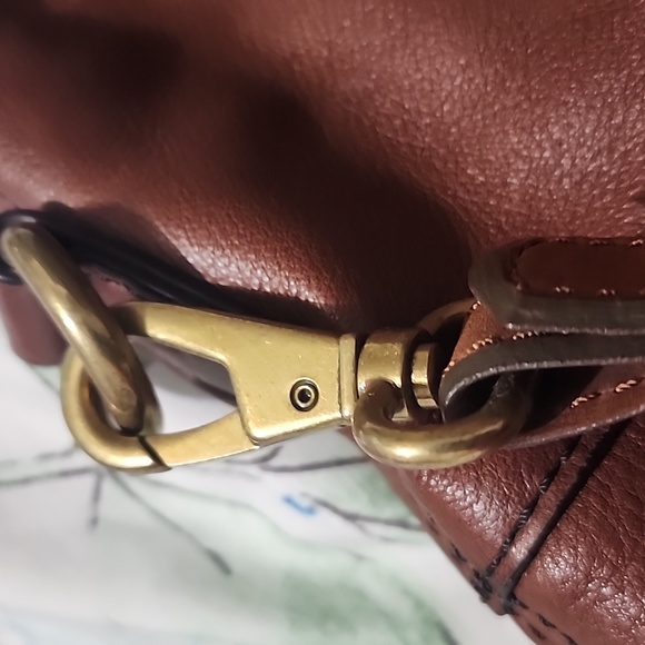 Fossil Explorer Large Brown Leather Fold over Messenger Tote Crossbody Bag - Picture 4 of 9